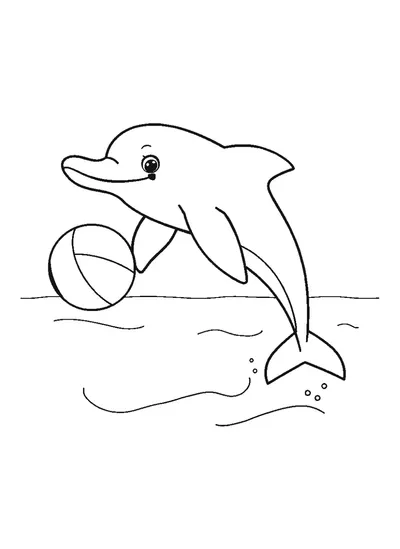 Delfin strandlabdával — színező