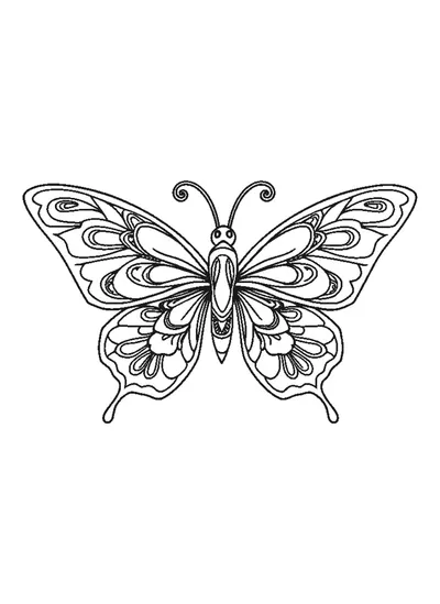 Díszes, ornamentikus pillangó — színező