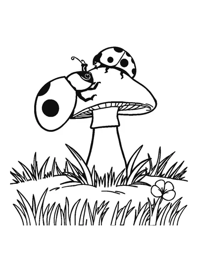 Két katica egy gombán — színező
