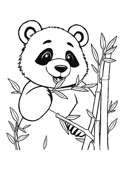 Bambuszt evő panda — színező