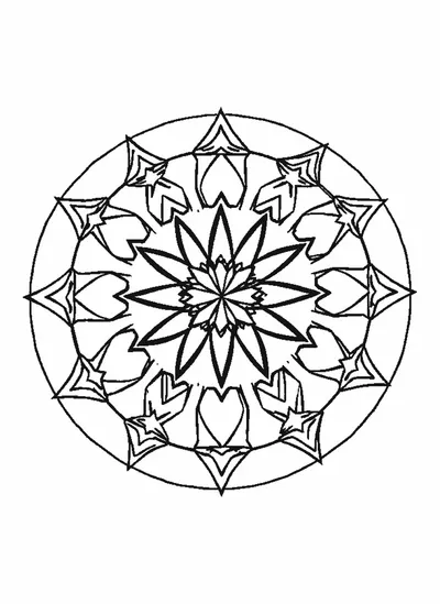 Csillagmintás kerek mandala — színező