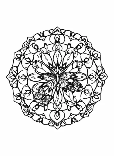 Pillangós mandala — színező