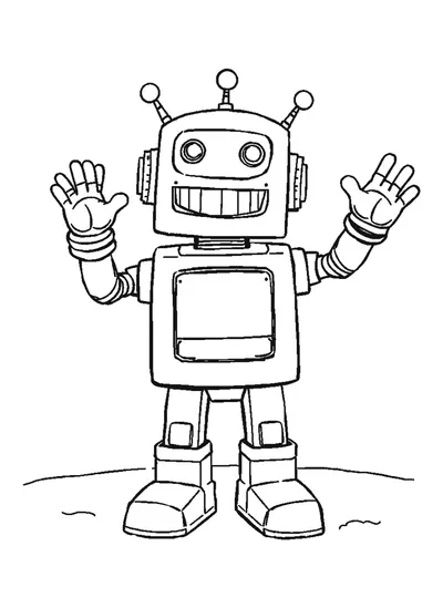 Integető robot — színező