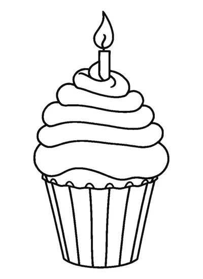 Muffin egy gyertyával — színező